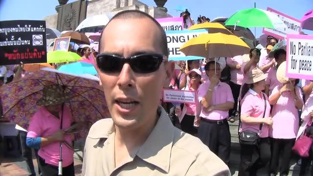 Pink shirt protesters converge on Lumpini Park